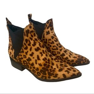 MYLU Leopard Print Pointed Toe Heeled Booties